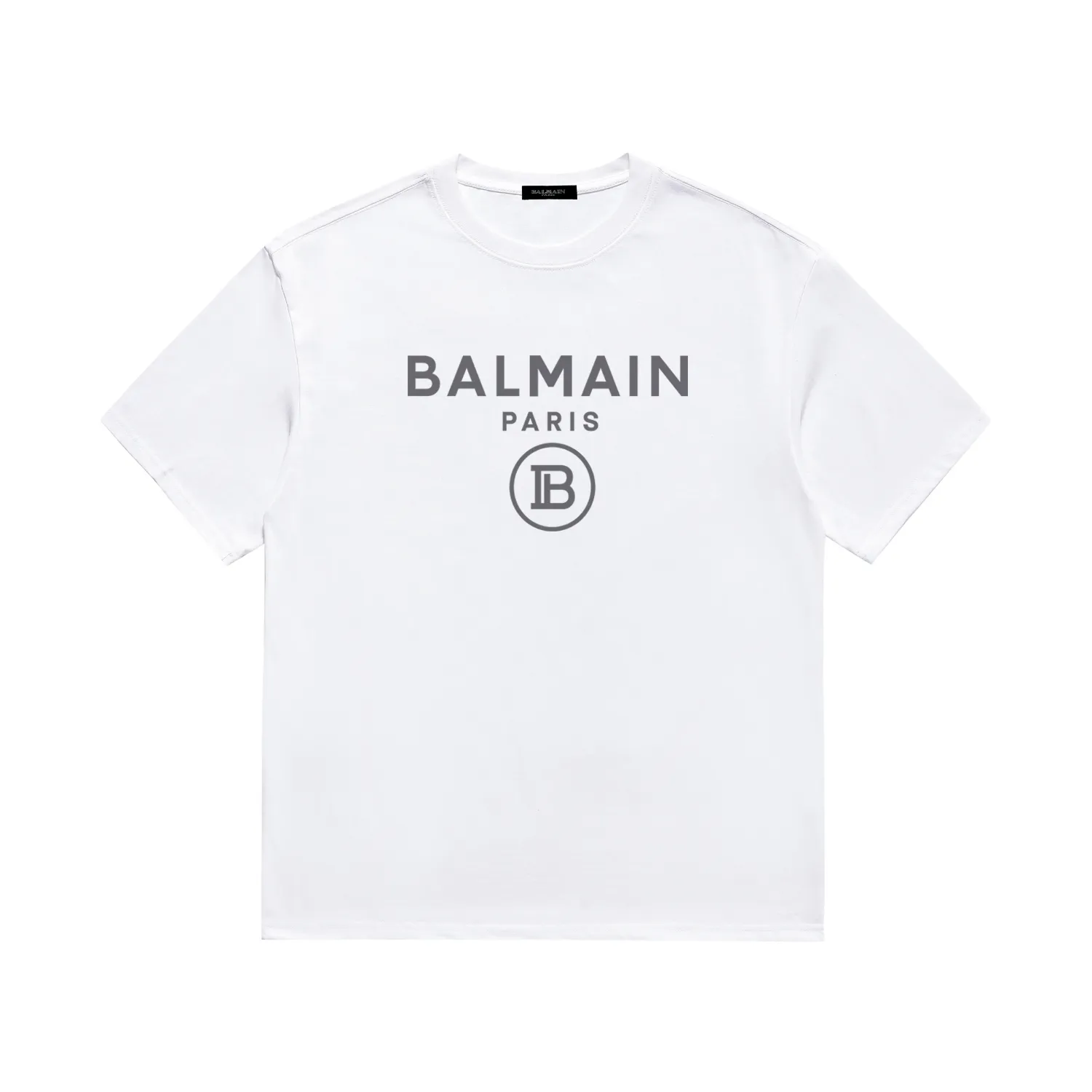 "High Quality" BALMAIN Official Same Style Short-sleeved T-shirt 2024 Spring and Summer New Arrival Heavy Industry Printing Original Imported Customized Gram Double Yarn Pure Cotton High-density Threaded Same Style Fabric Loose Fit Super Versatile Very Suitable for Men and Women A Must-Have Color: Black White Sizes: S M L XL XXL